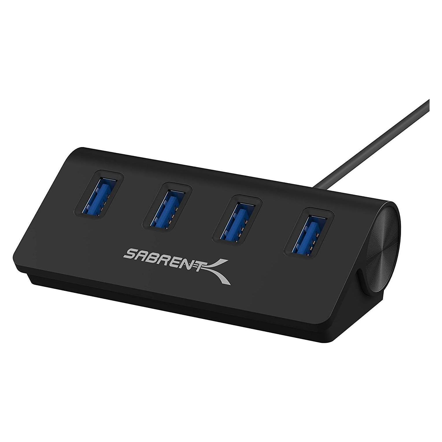 Hub USB 3.0 SABRENT 4 Puertos Aluminio Negro HB-MC3B