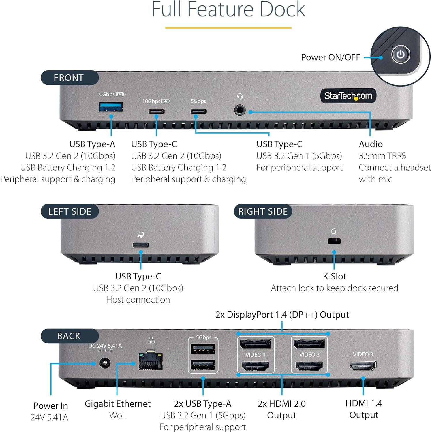 Dock USB-C Triple Monitor 4K StarTech.com para Mac y Windows
