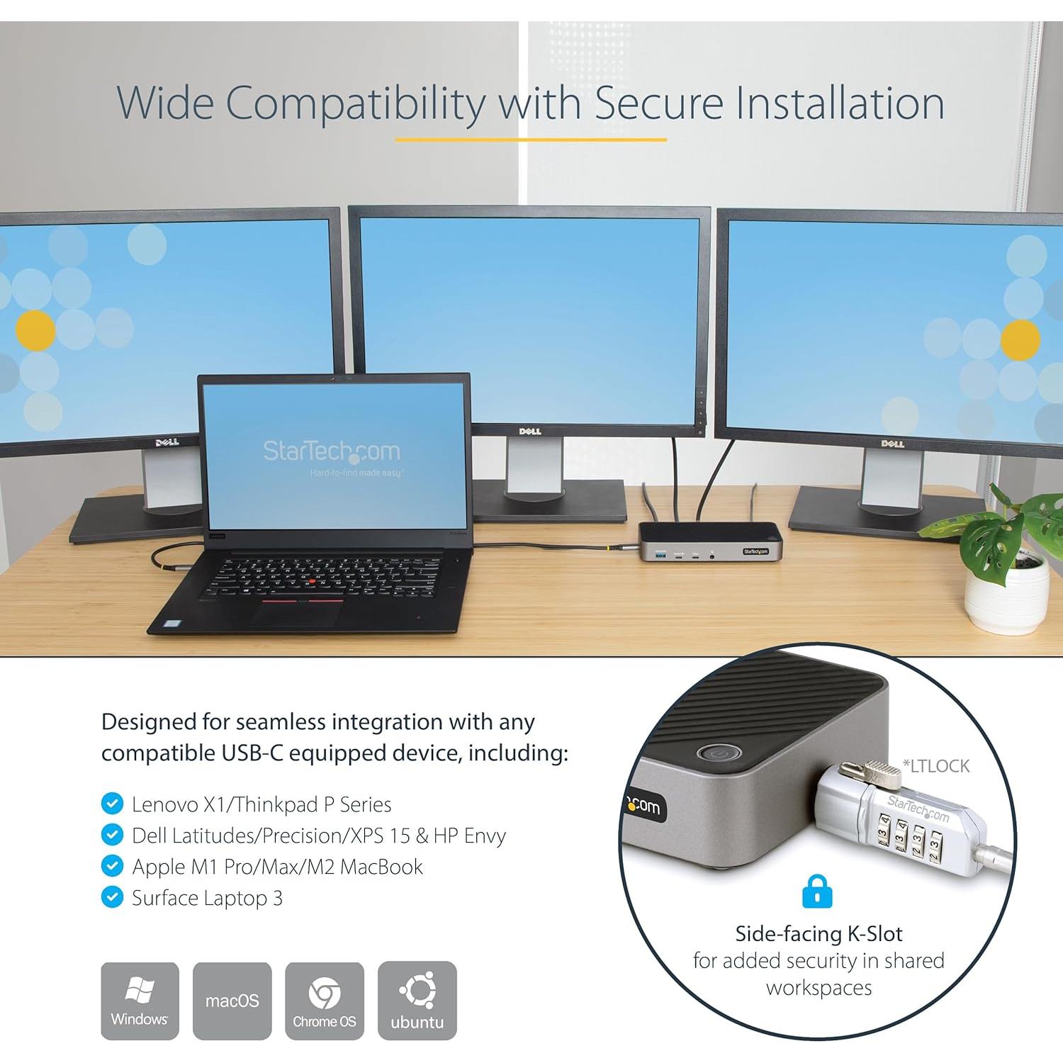 Dock USB-C Triple Monitor 4K StarTech.com para Mac y Windows