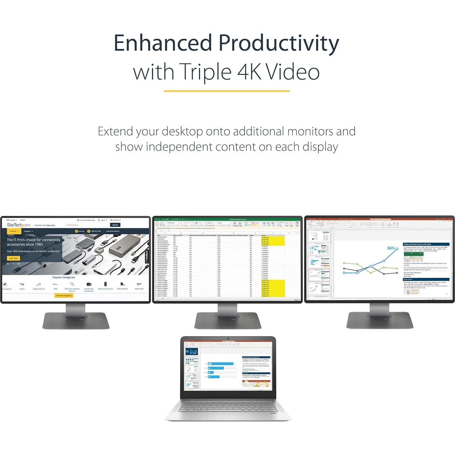 Dock USB-C Triple Monitor 4K StarTech.com para Mac y Windows