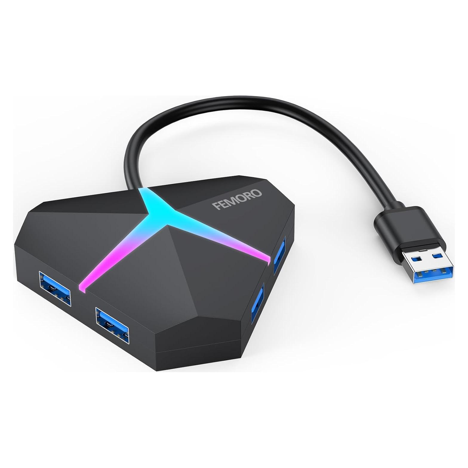 Hub USB 3.0 FEMORO 4 Puertos Alta Velocidad 5Gbps