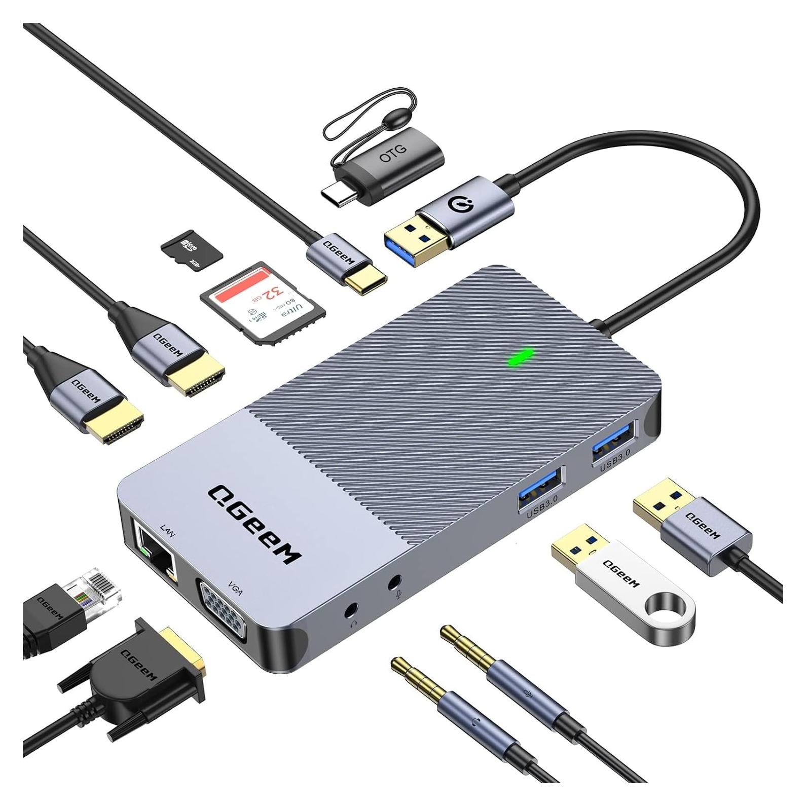 Estación de Acoplamiento USB 3.0 QGeeM D3900 para Laptop