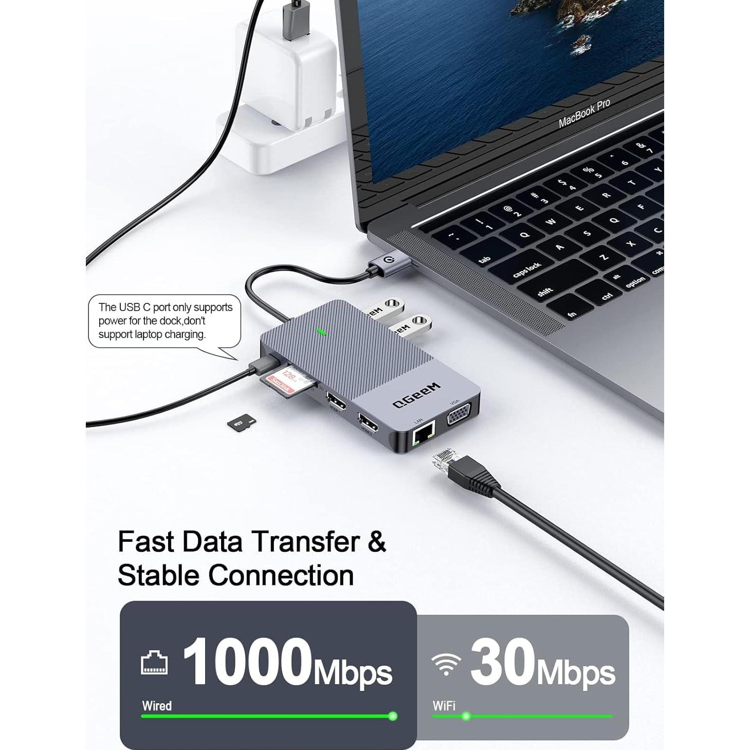 Estación de Acoplamiento USB 3.0 QGeeM D3900 para Laptop