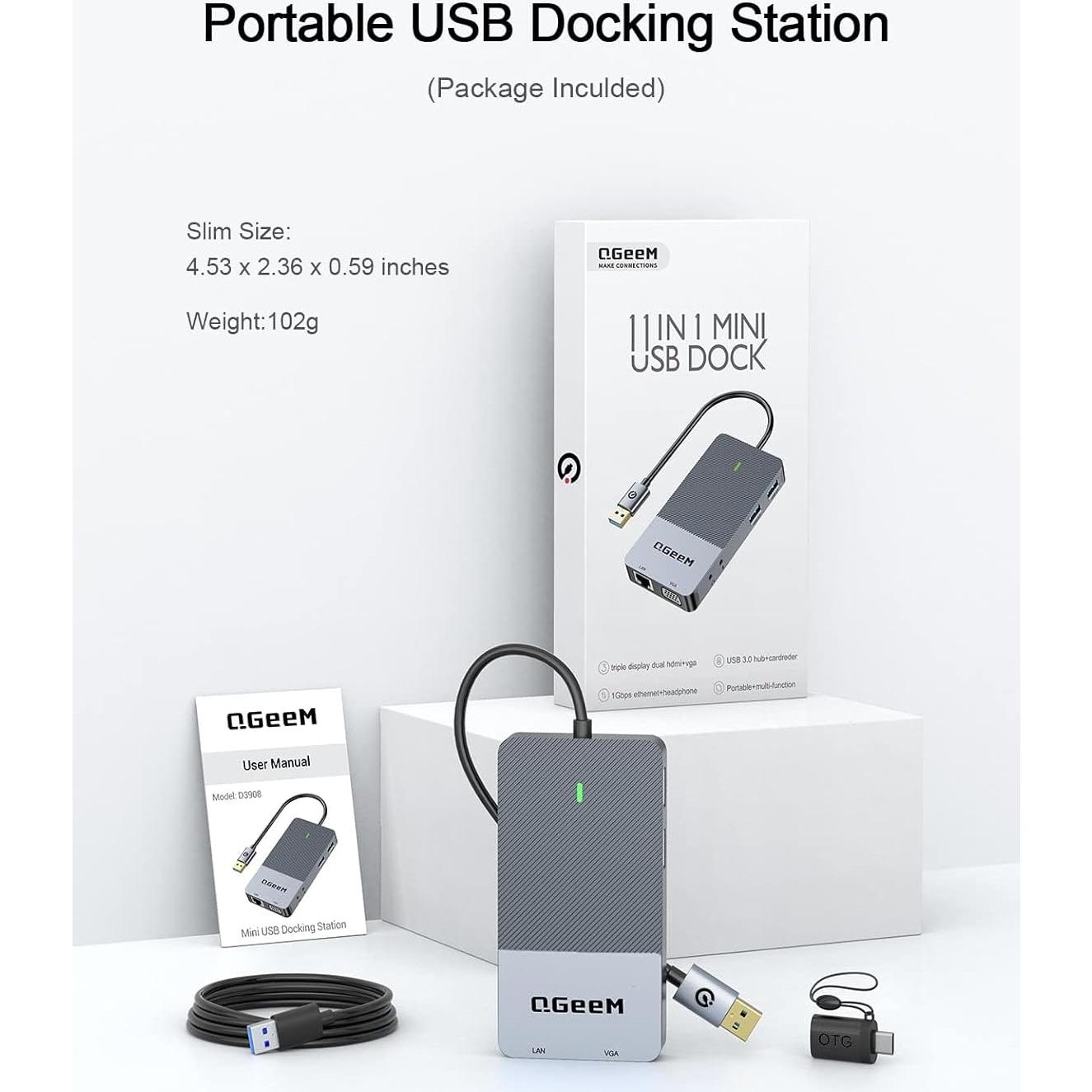 Estación de Acoplamiento USB 3.0 QGeeM D3900 para Laptop