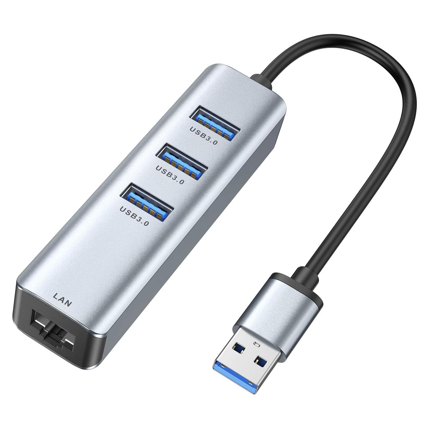 Adaptador USB 3.0 a Ethernet ABLEWE 4 en 1 Gigabit RJ45