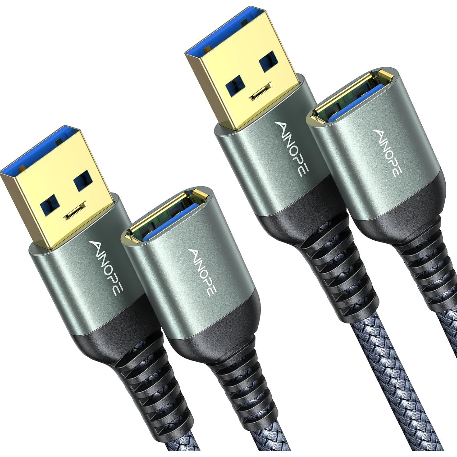 Cable de Extensión USB 3.0 AINOPE 2x1m Alta Velocidad