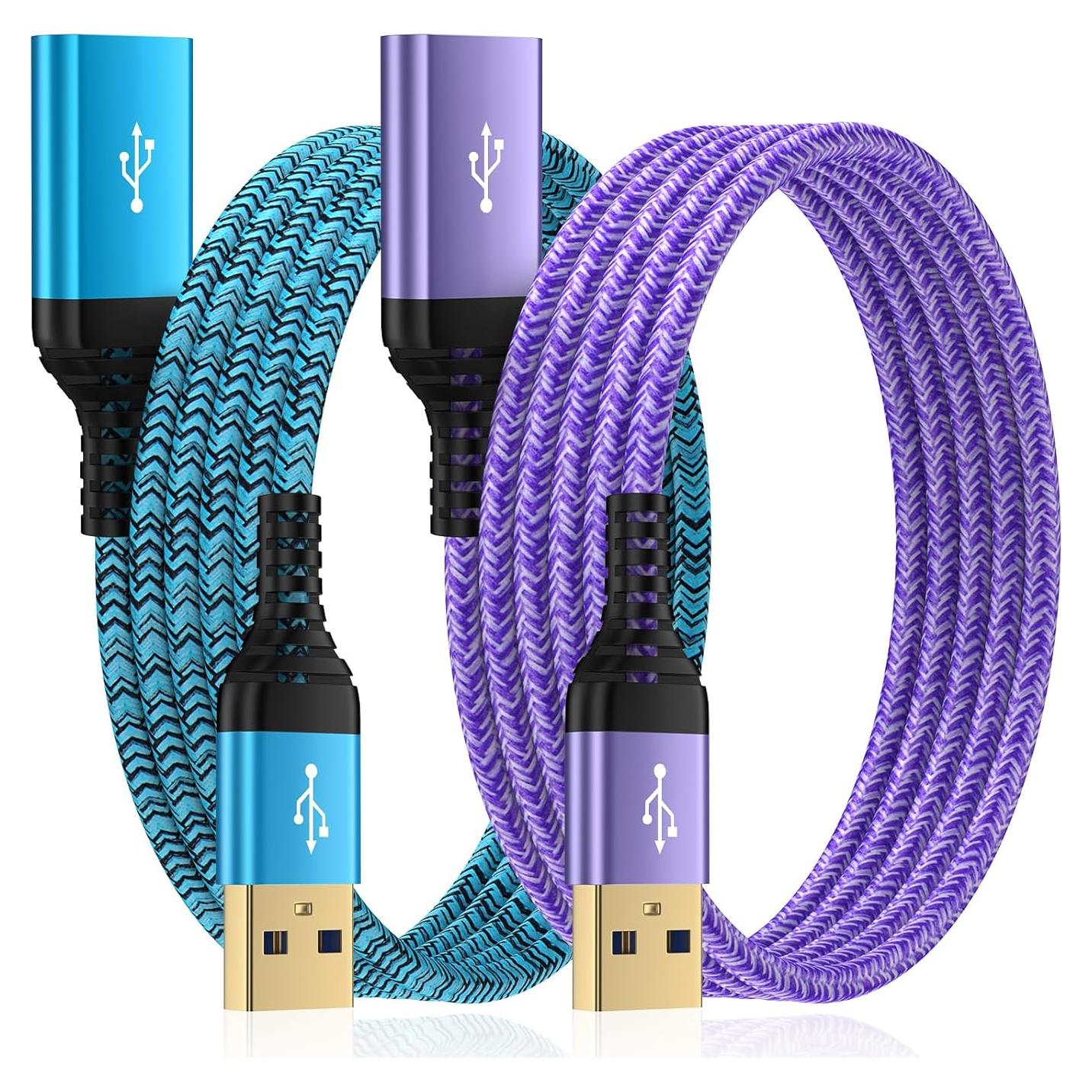 Cable Extensión USB 3.0 1.83m 2Pack Macho a Hembra Alta Velocidad