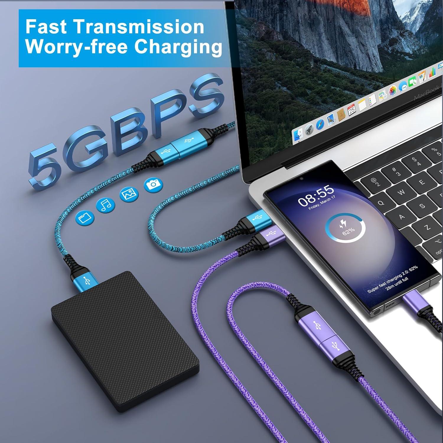 Cable Extensión USB 3.0 1.83m 2Pack Macho a Hembra Alta Velocidad