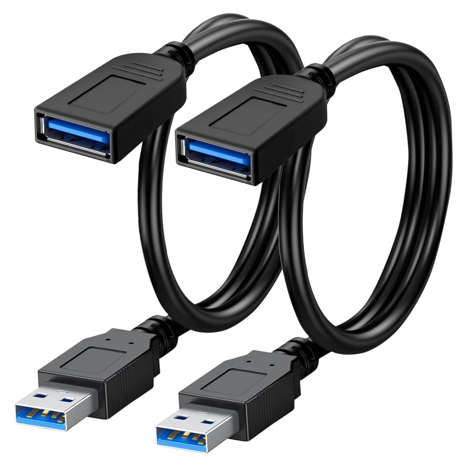 Cables de Extensión USB 3.0 SaiTech IT 1 Pie (30.48 cm) 2 Pack