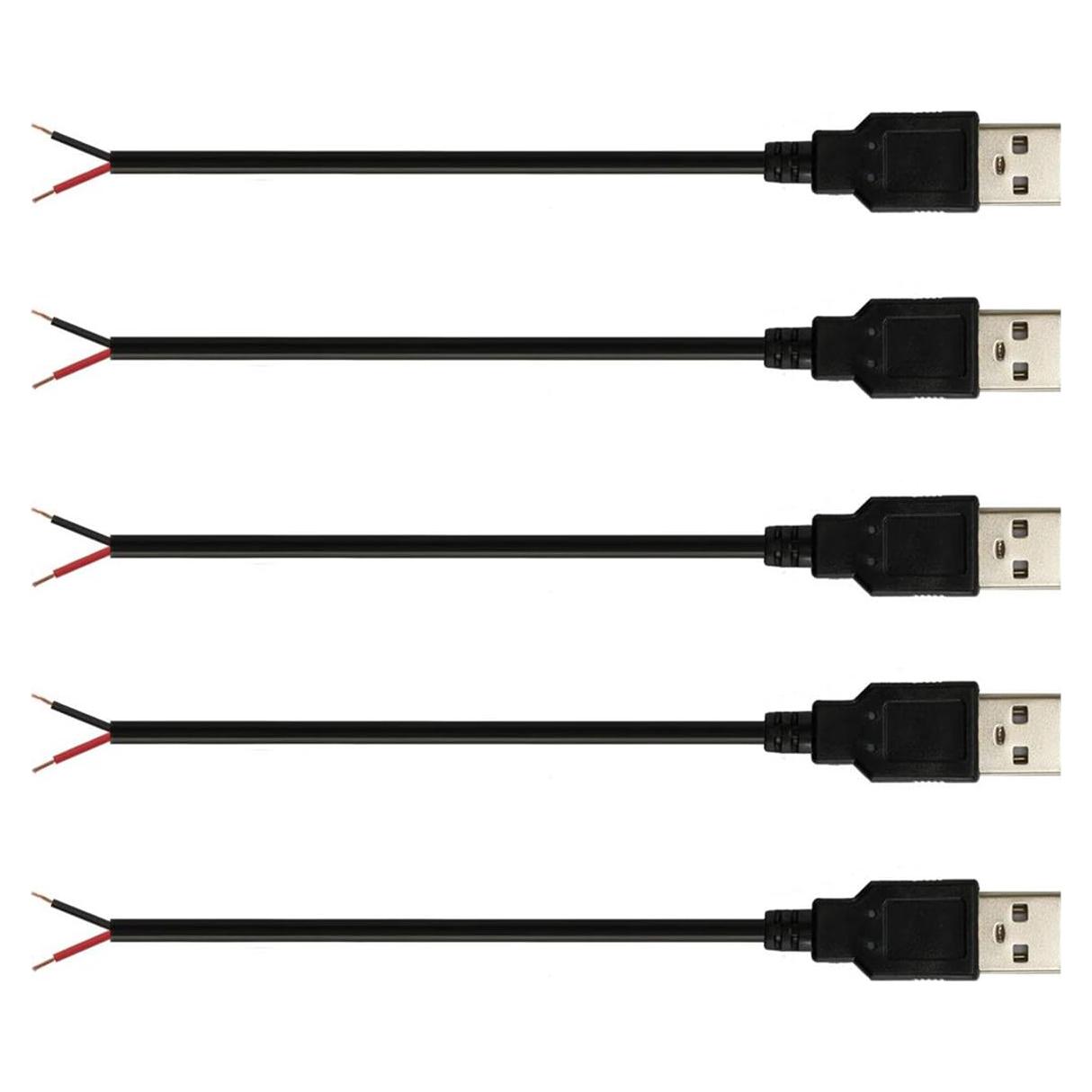 5 Piezas Cable Pigtail USB 2.0 Macho 30cm 22AWG 3A Jienk