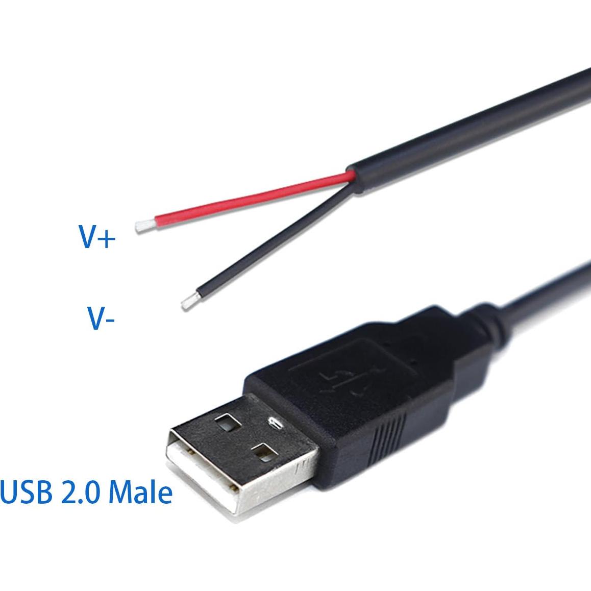 5 Piezas Cable Pigtail USB 2.0 Macho 30cm 22AWG 3A Jienk