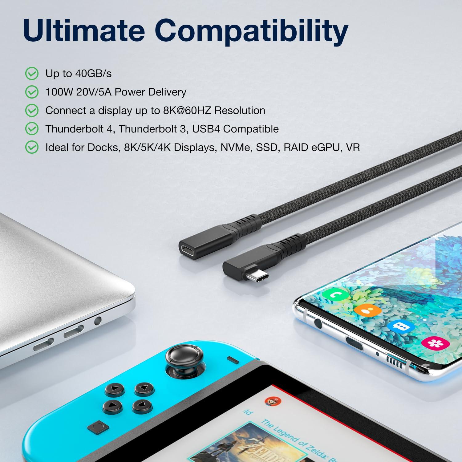 Cable de Extensión USB4 0.61m UseBean Carga Rápida 240W 8K