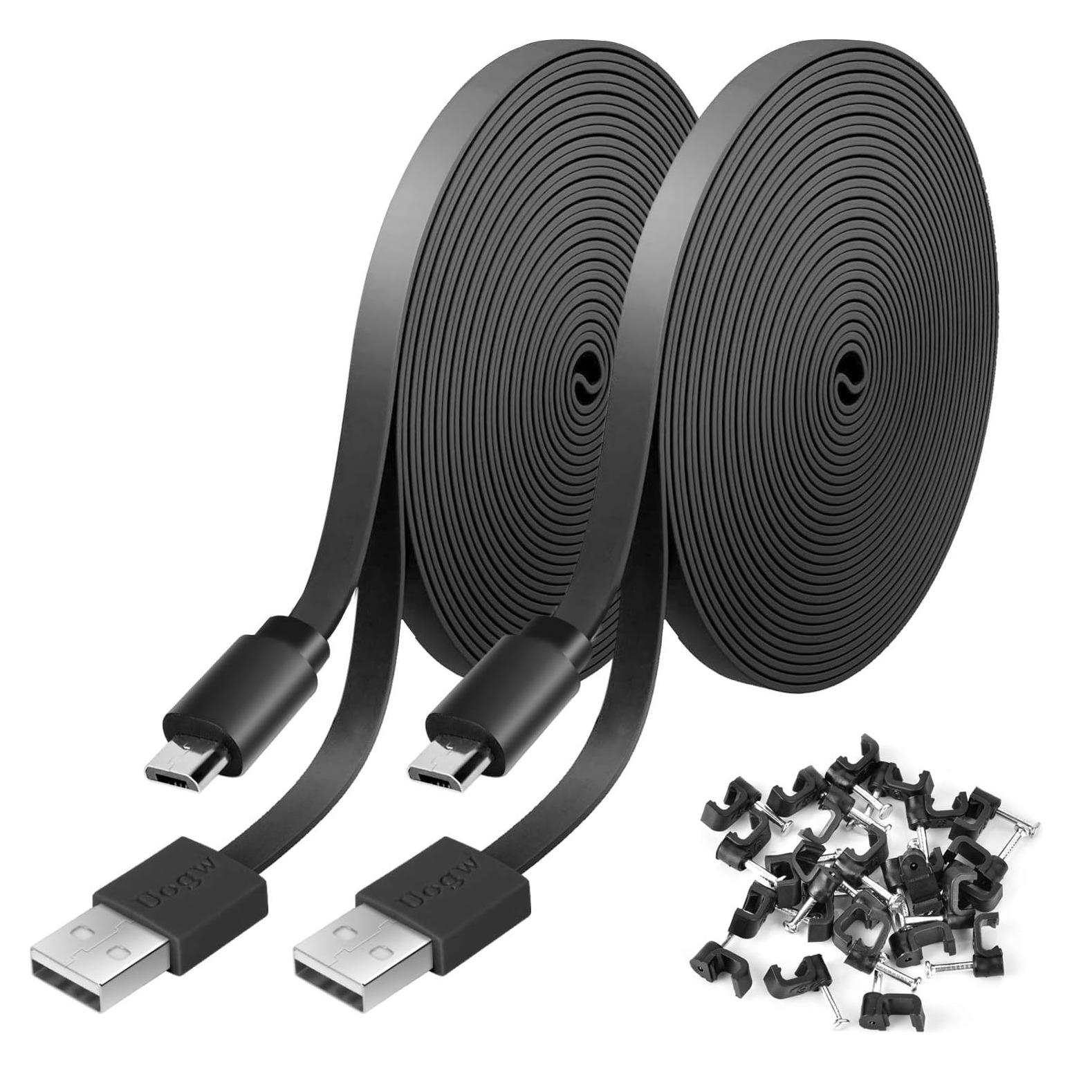 Paquete de 2 Cables de Extensión Micro USB 6m para Cámaras