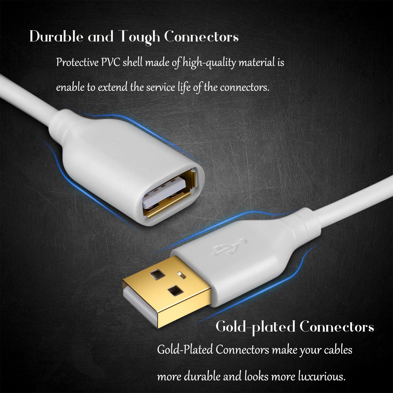Cable de Extensión USB 2.0 Costyle Blanco 10ft (3m) 2-Pack