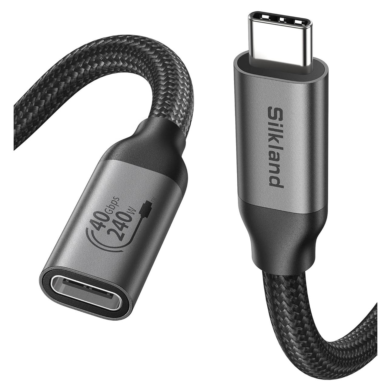 Cable Extensión USB4 Silkland 1m 40Gbps 240W 8K Thunderbolt 4