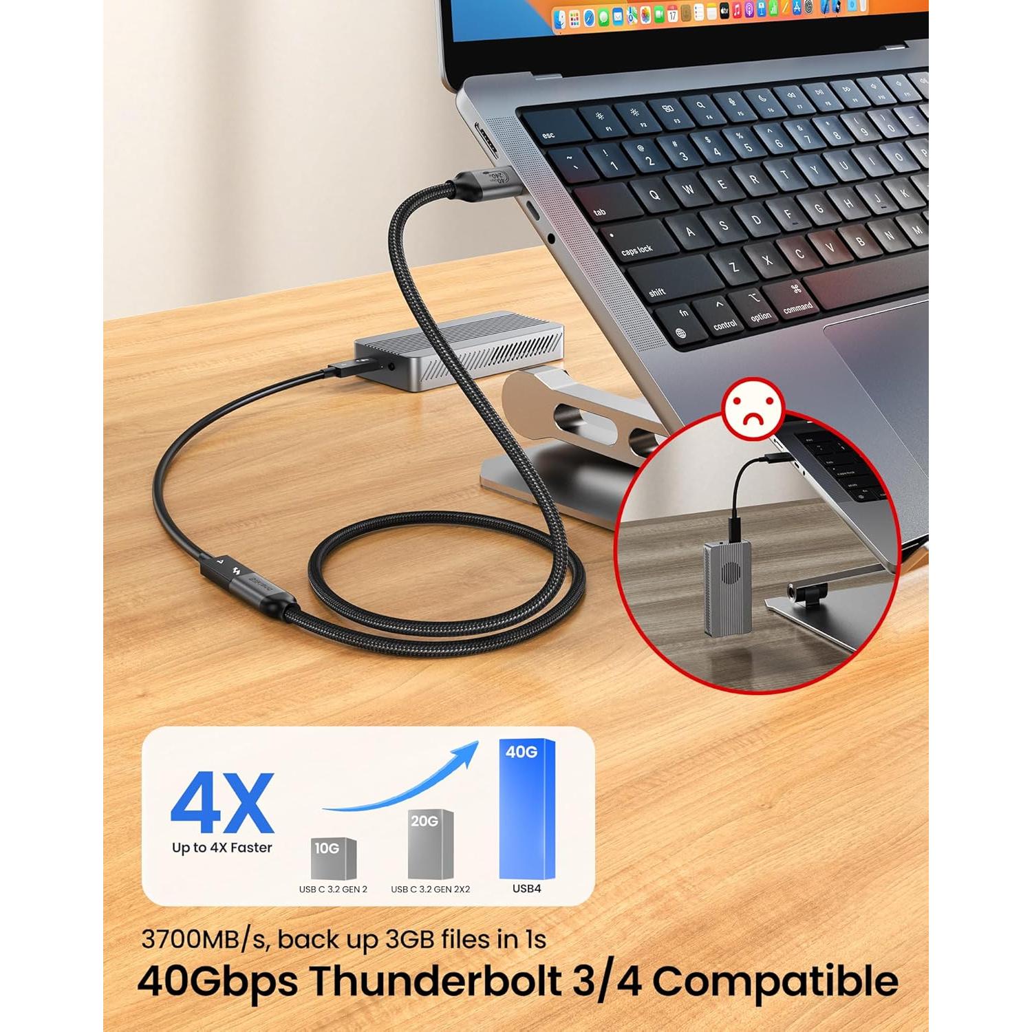 Cable Extensión USB4 Silkland 1m 40Gbps 240W 8K Thunderbolt 4