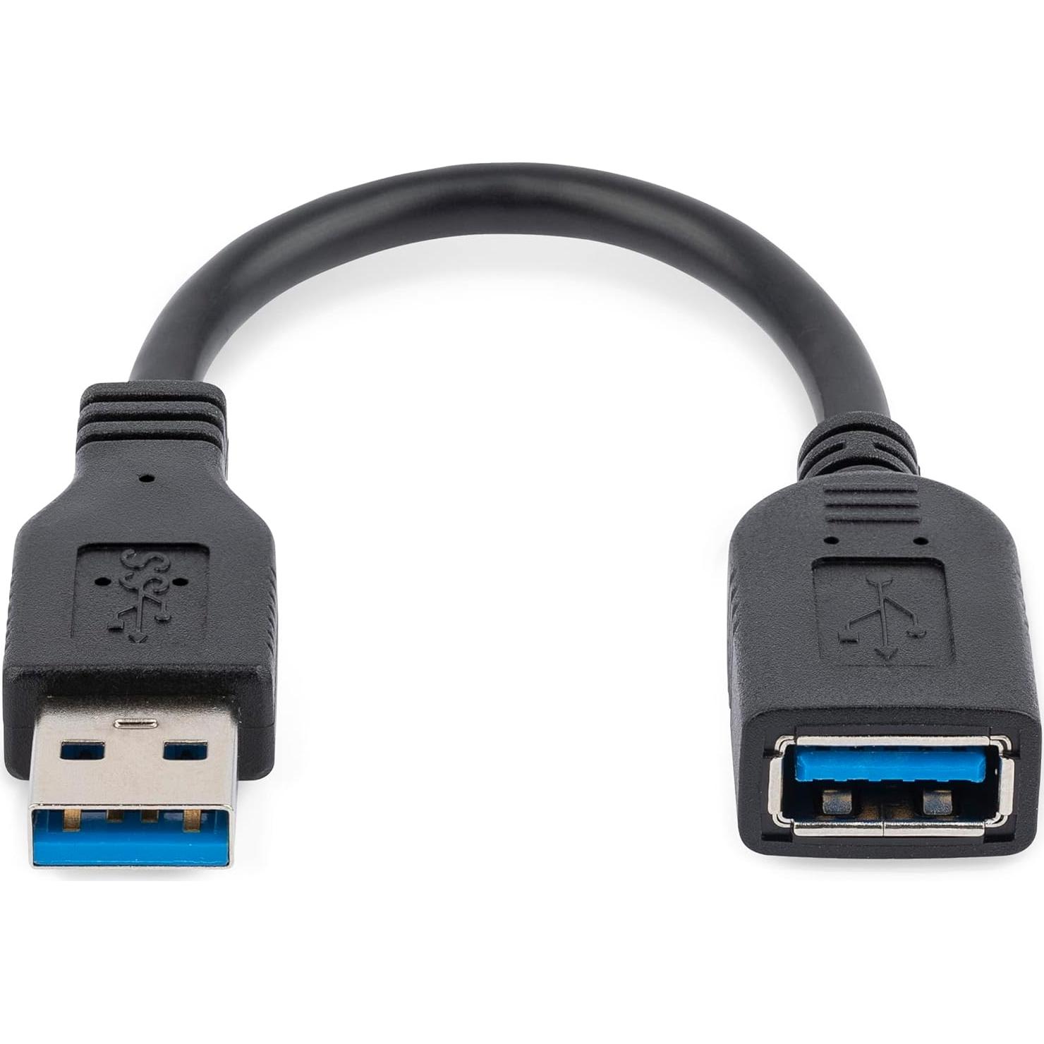 Cable Extensión USB 3.0 StarTech 15.24cm Macho a Hembra Negro