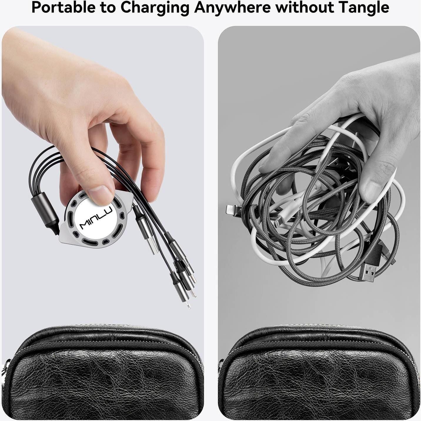 Cable de Carga Múltiple Retráctil 4 en 1 Minlu 1.2m 4A