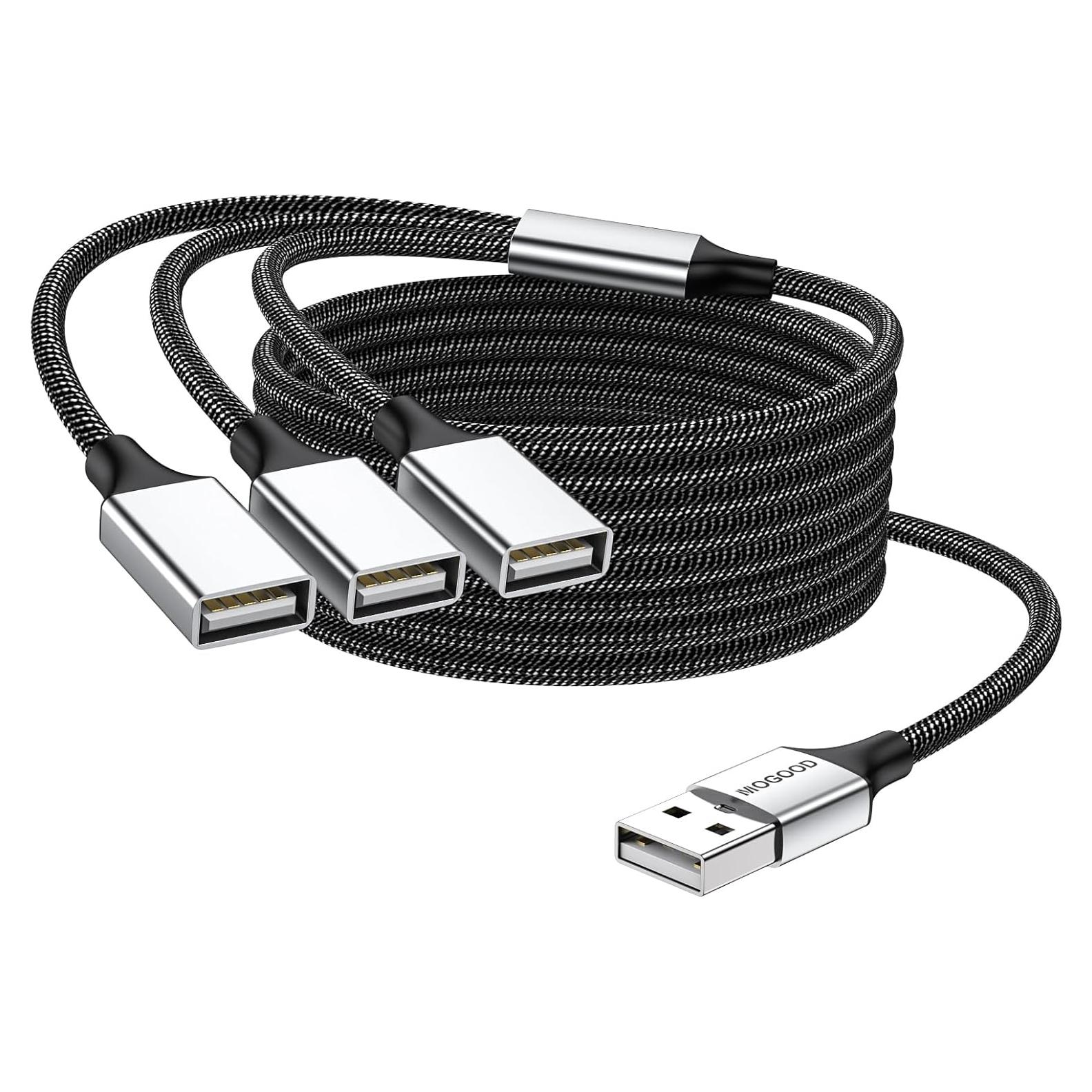Cable Divisor USB 3 en 1 MOGOOD 2M para Carga y Datos