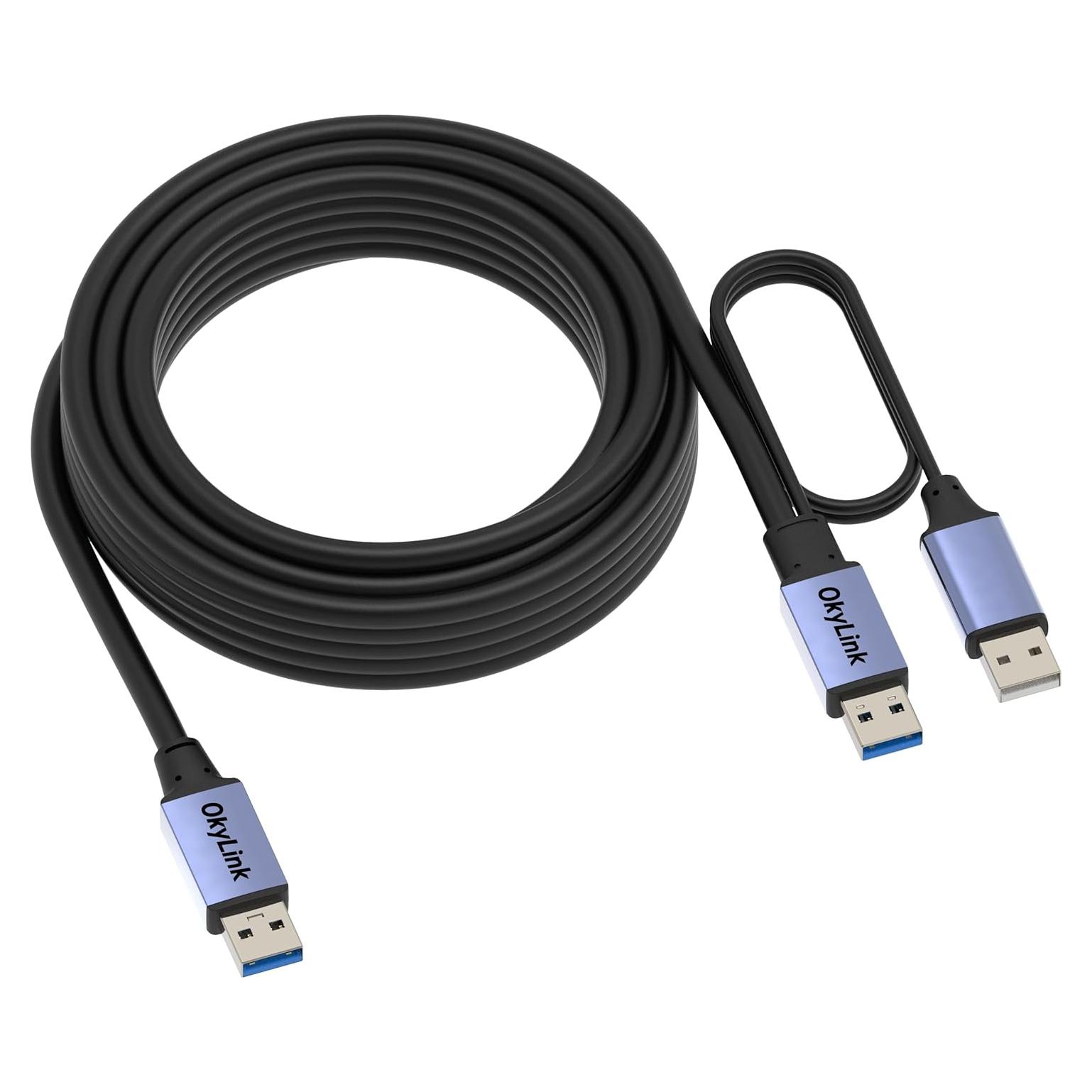 Cable de Extensión USB 3.0 OKYLINK 9.75m Gris Alta Velocidad