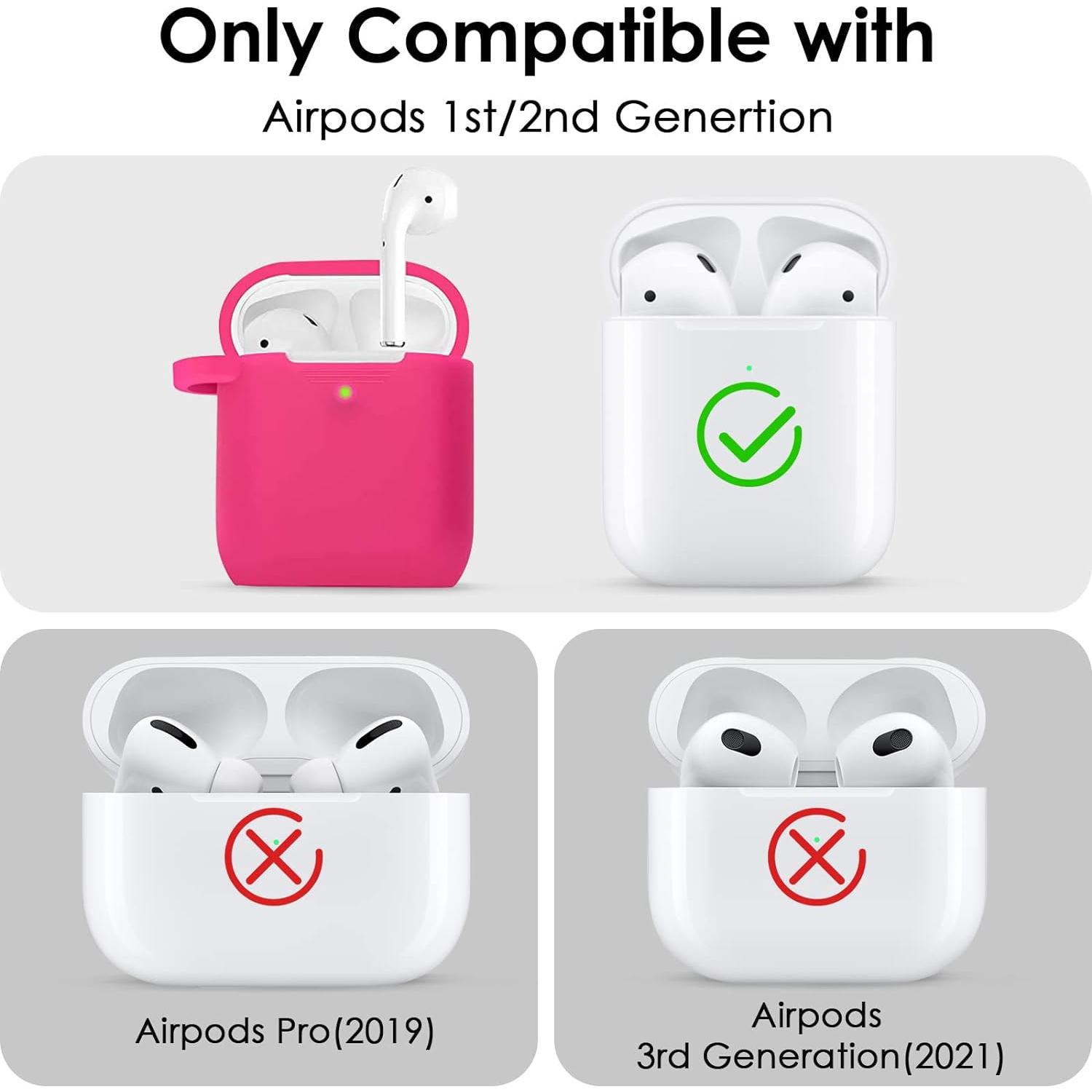 Funda de Silicona Rosa Fucsia para Airpods 1 y 2 con Llavero