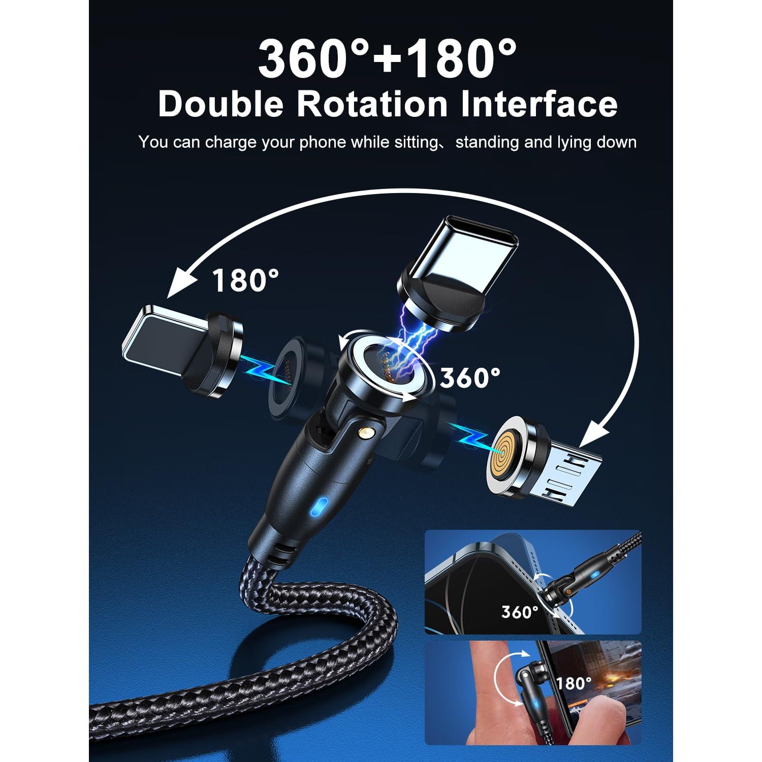 Cable de carga magnético A.S 360 Pro USB C 100W 2Pack 1m/1.8m