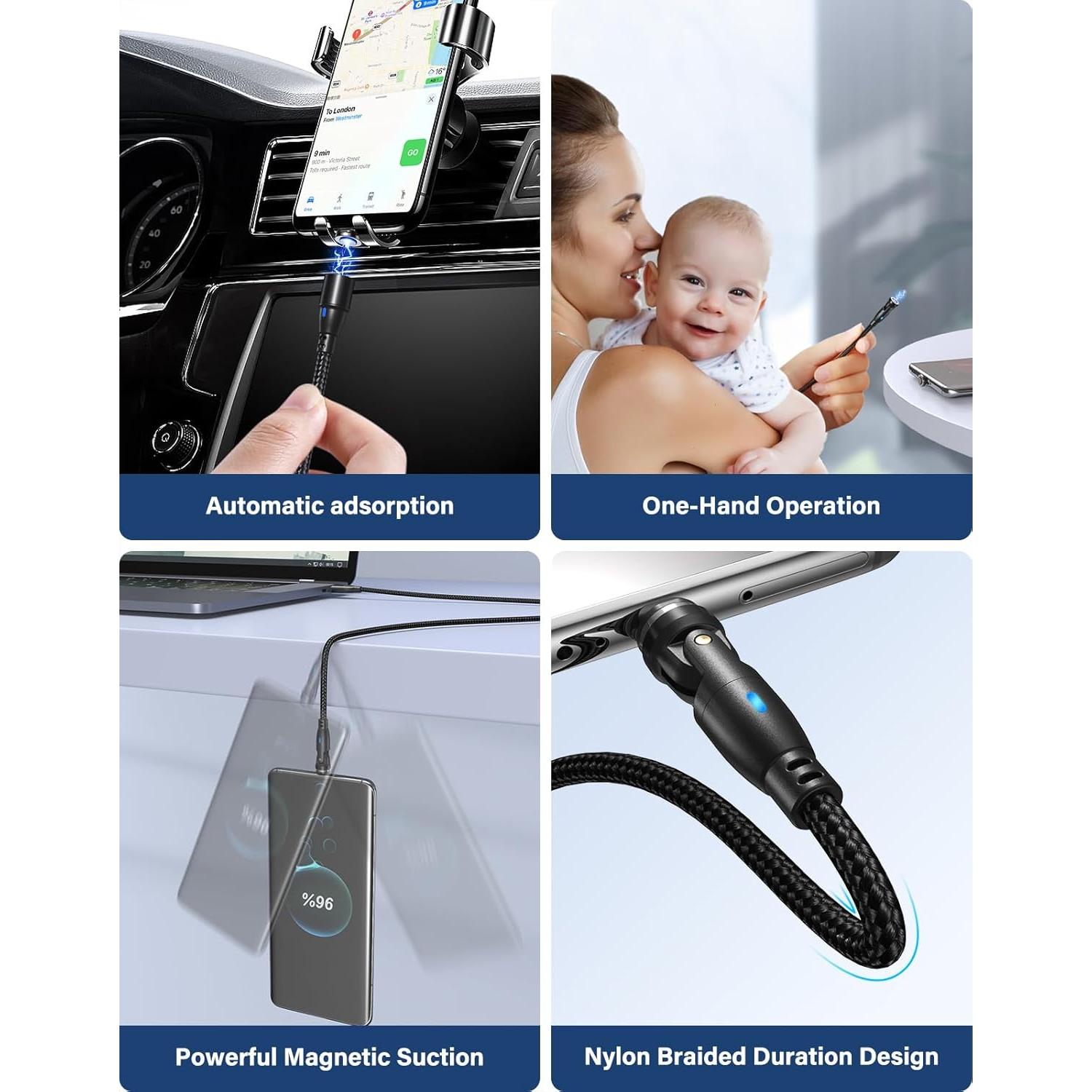 Cable de carga magnético A.S 360 Pro USB C 100W 2Pack 1m/1.8m