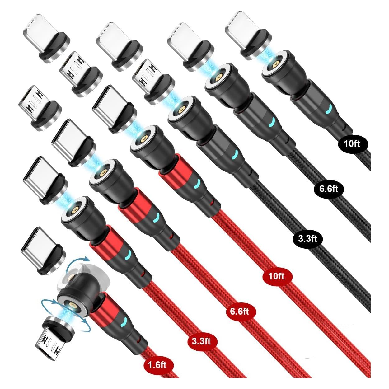 Cable de Carga Magnético 3 en 1 Bojianxin - 7 Piezas 0.5m a 3m