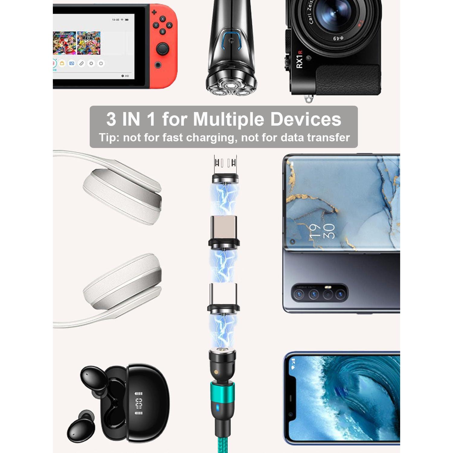 Cable de Carga Magnético TUNKIA 4 en 1 USB C 1m/2m Nylon