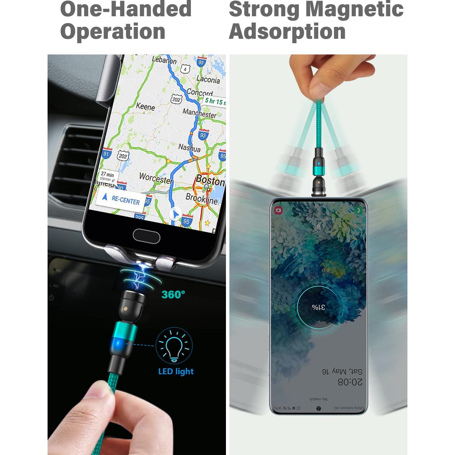 Cable de Carga Magnético TUNKIA 4 en 1 USB C 1m/2m Nylon