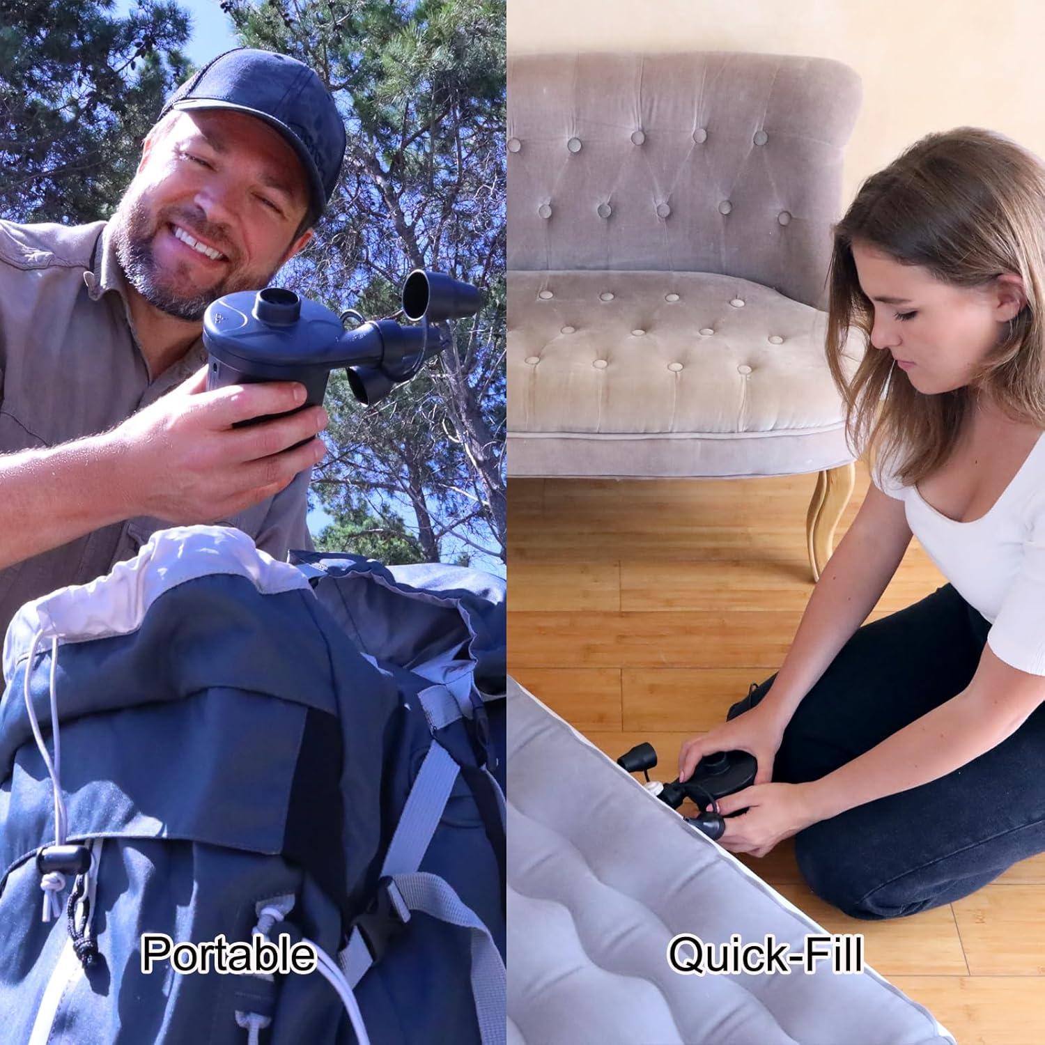 Bomba de Aire Eléctrica AGPTEK 110V/12V 3 Boquillas 0.5 PSI