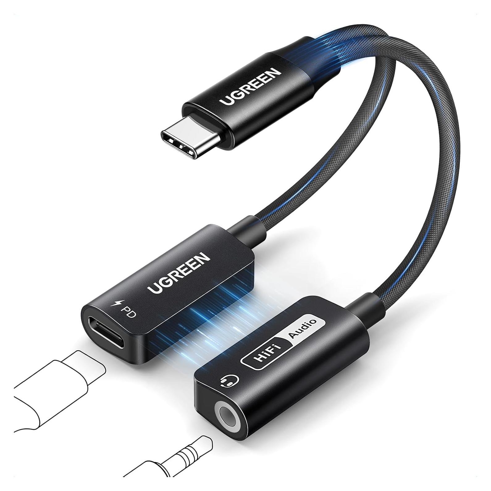 Adaptador UGREEN USB C a 3.5mm y Cargador Rápido 60W