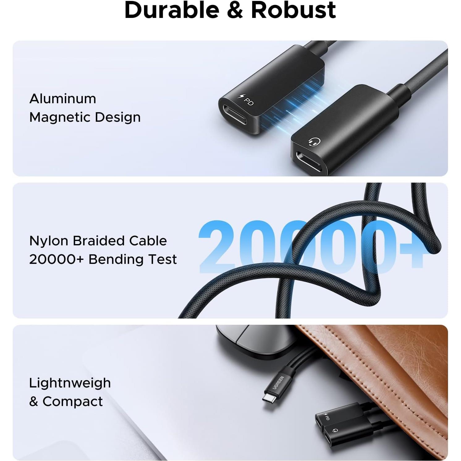 Adaptador USB C UGREEN 1 en 2 Audio y Carga 60W PD