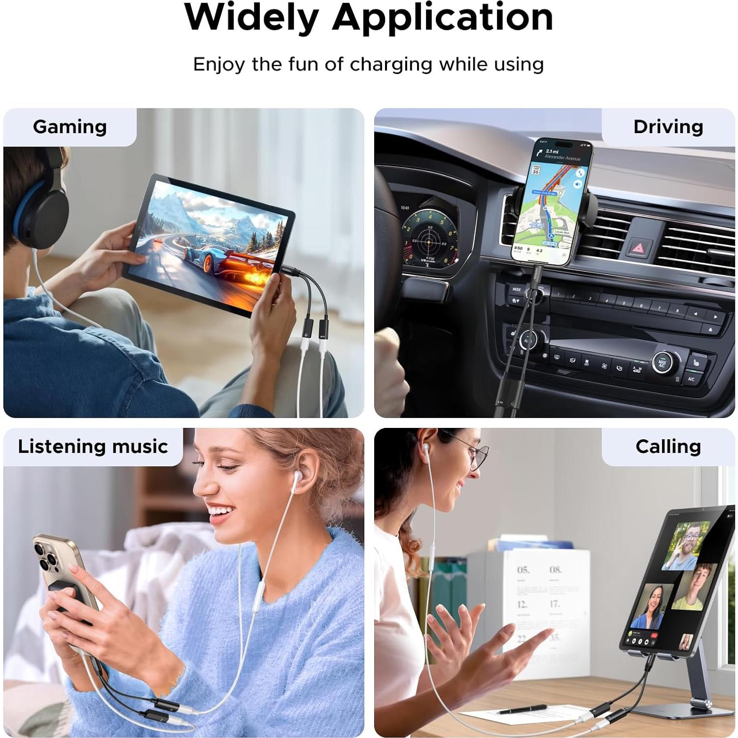 Adaptador USB C UGREEN 1 en 2 Audio y Carga 60W PD