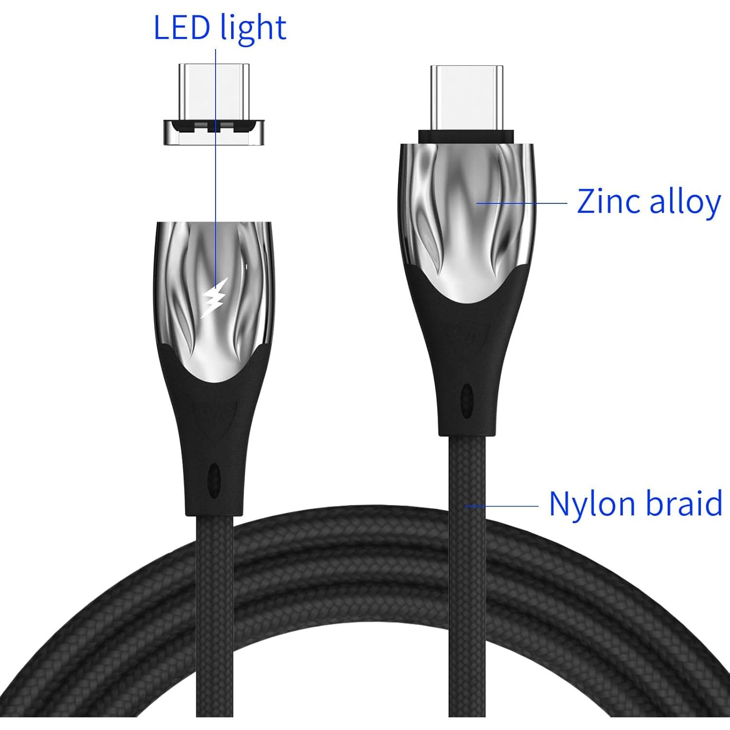 Cable de Carga Magnético USB C 100W CNakdDG 1m/2m/2m Negro