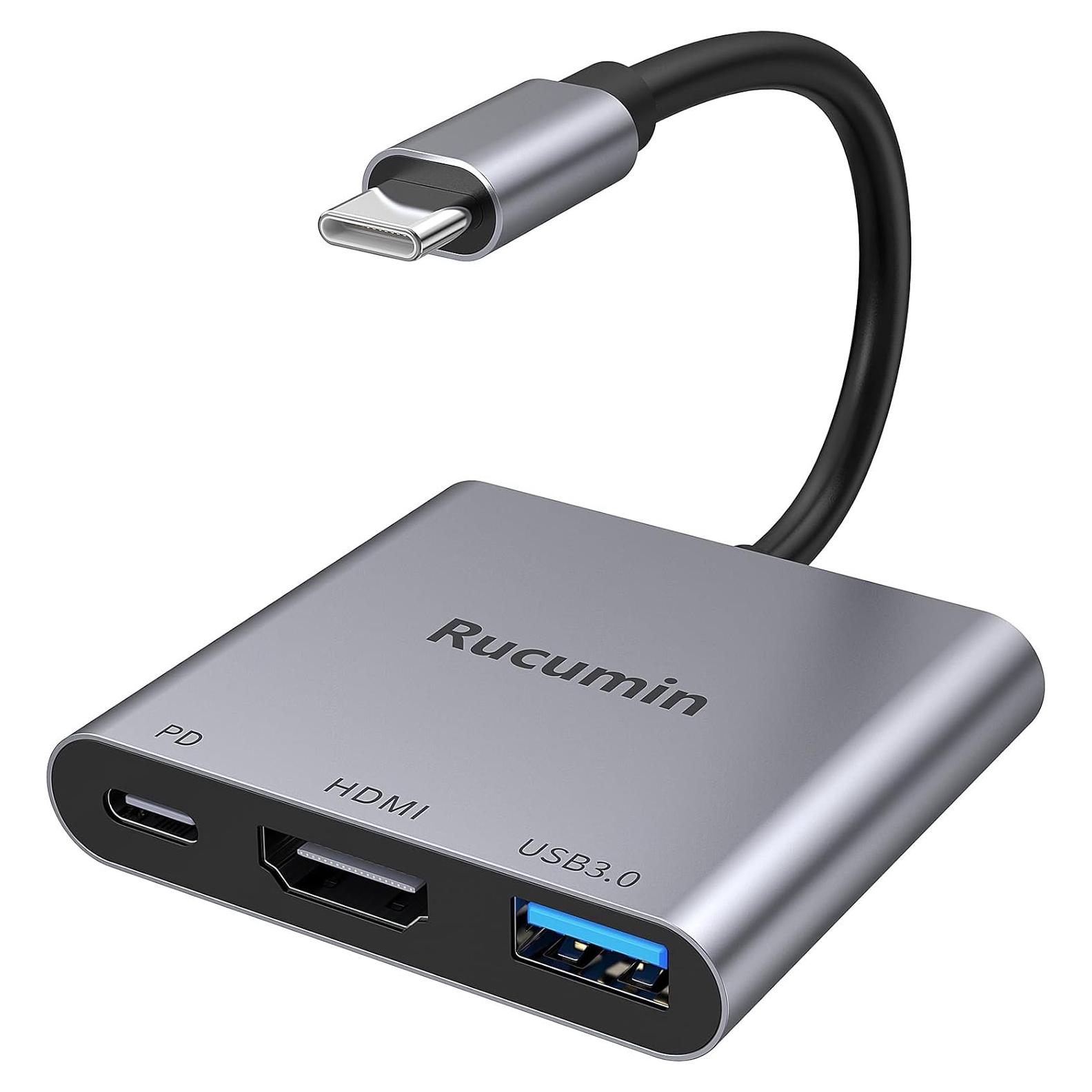 Adaptador USB C a HDMI 4K Rucumin con 100W PD y USB 3.0