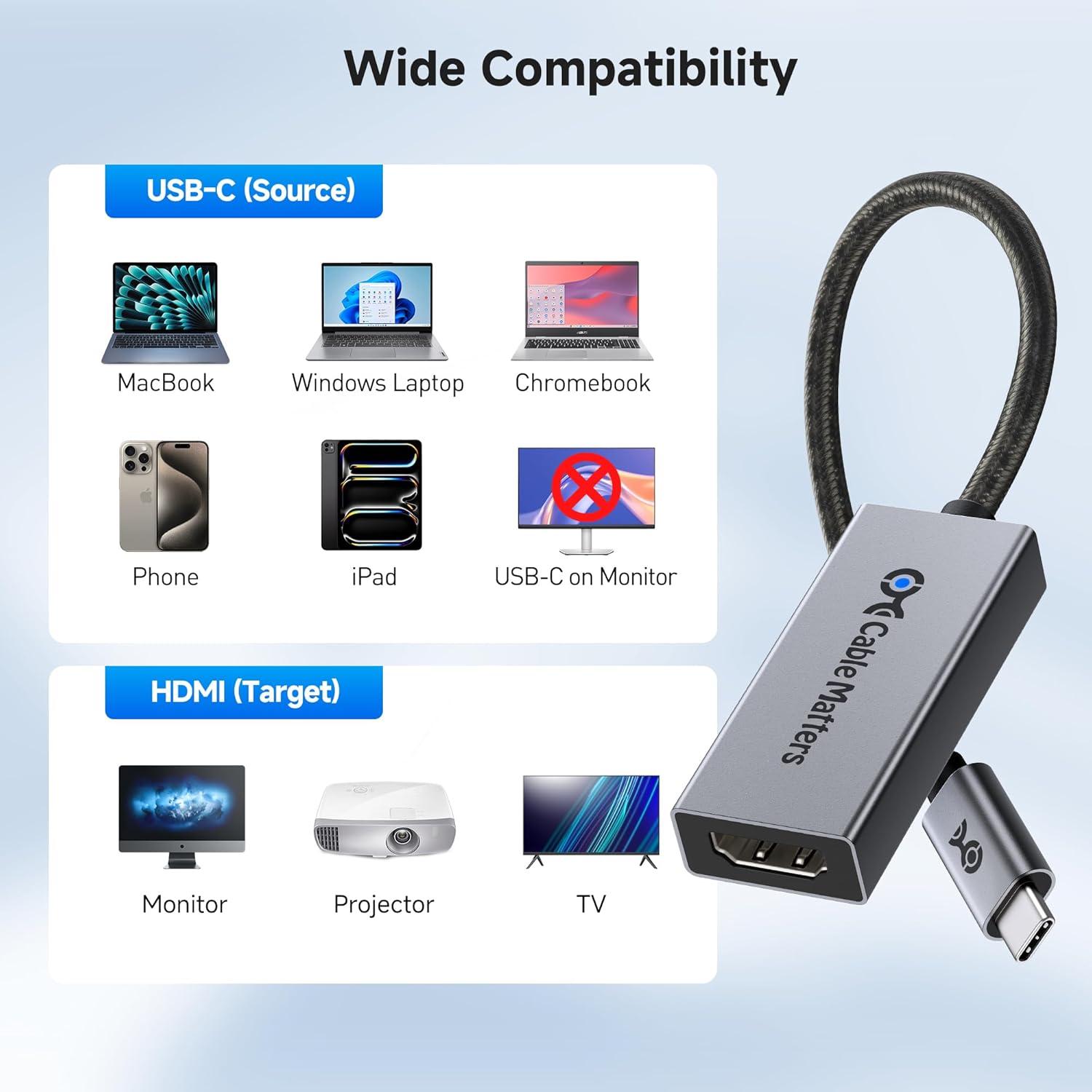 Adaptador USB-C a HDMI 2.1 Cable Matters 8K 60Hz 48Gbps