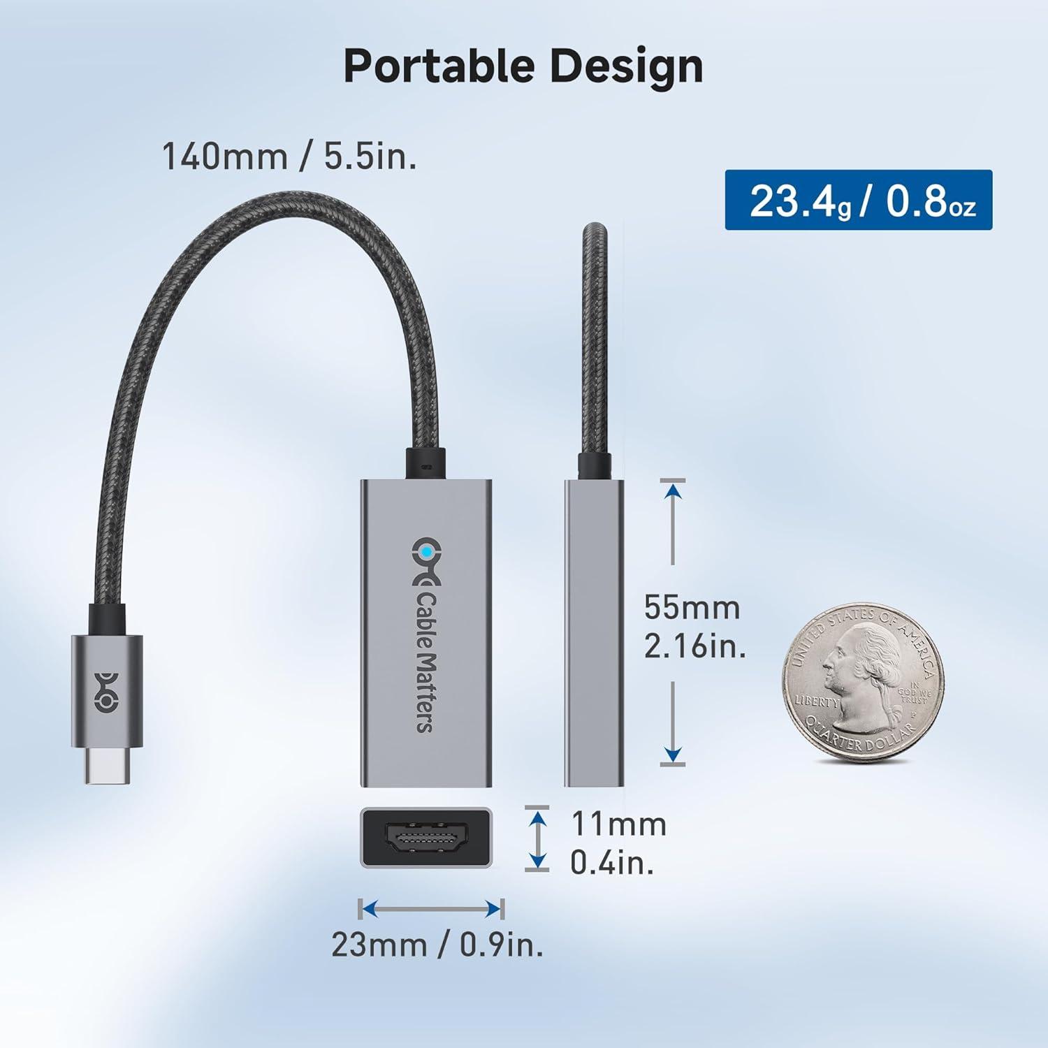 Adaptador USB-C a HDMI 2.1 Cable Matters 8K 60Hz 48Gbps
