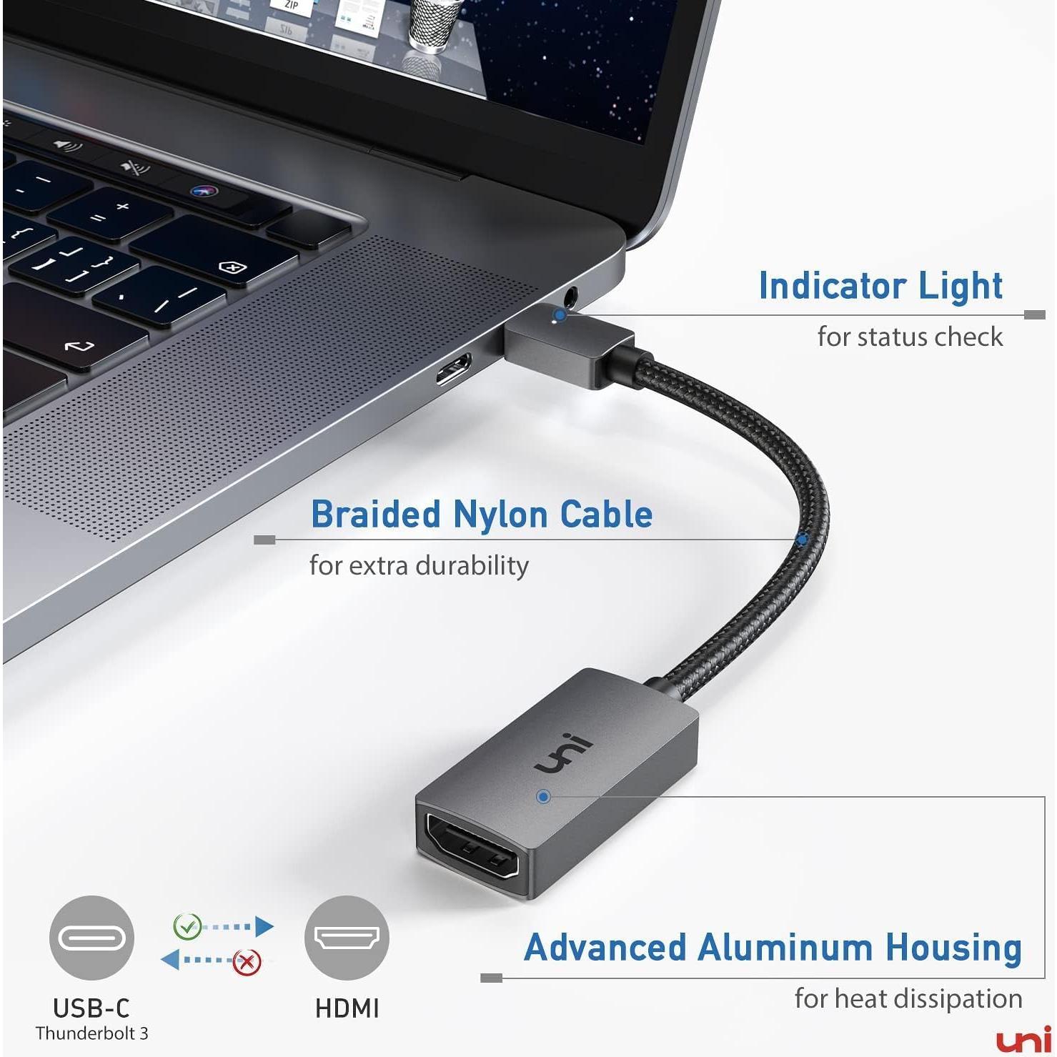 Adaptador USB C a HDMI 4K uni - Compatible con MacBook, iPhone 15