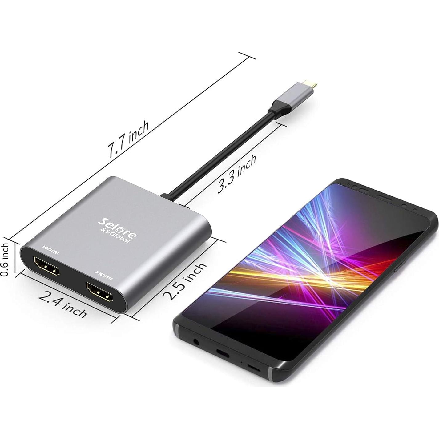 Adaptador USB C a Doble HDMI Selore&S-Global 4K 60Hz