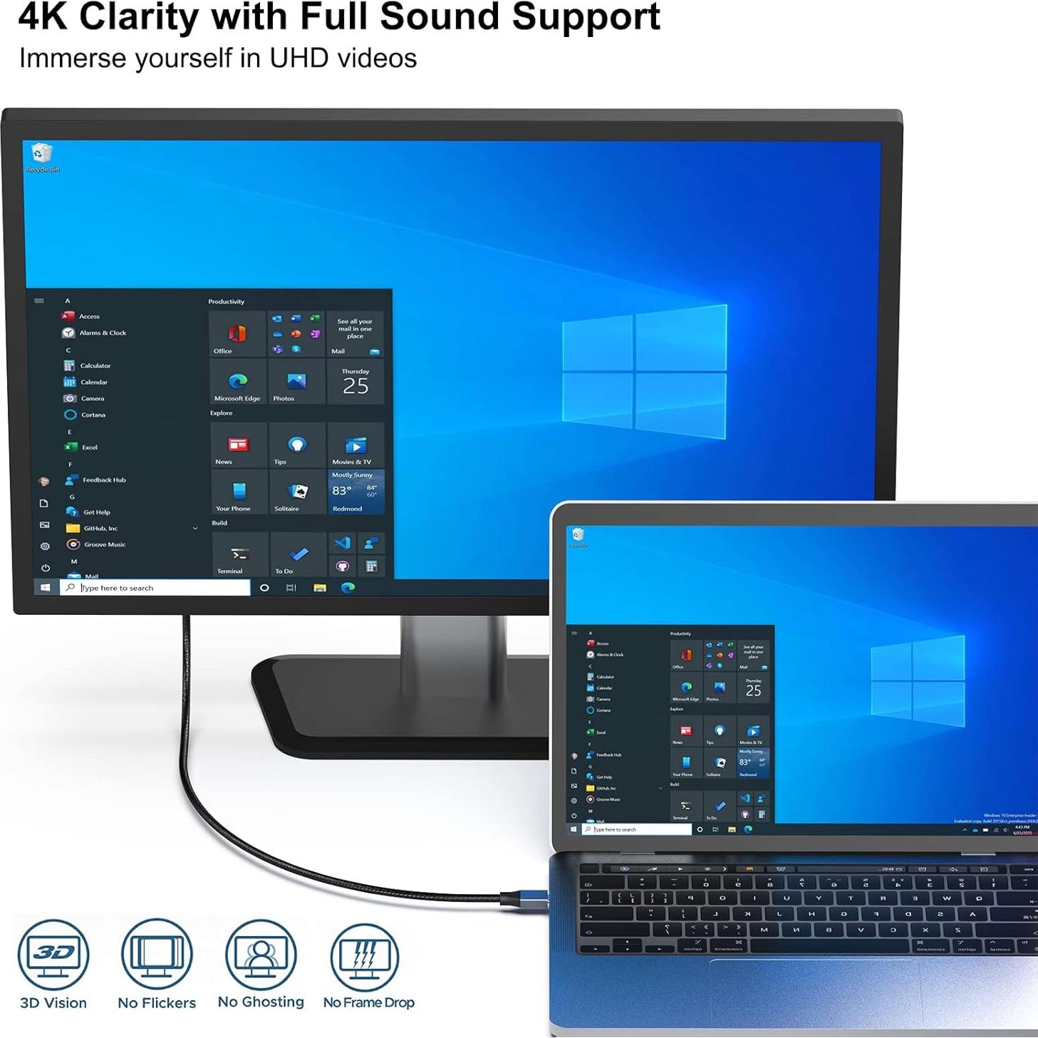 Cable USB-C a DisplayPort BENFEI 1.83m 4K@60Hz Compatible