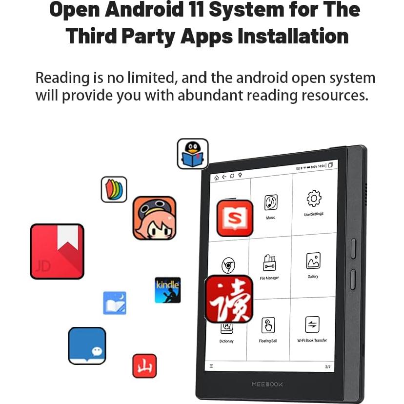 E-Reader Meebook M7 6.8" 300PPI Android 11 3GB+32GB Gris