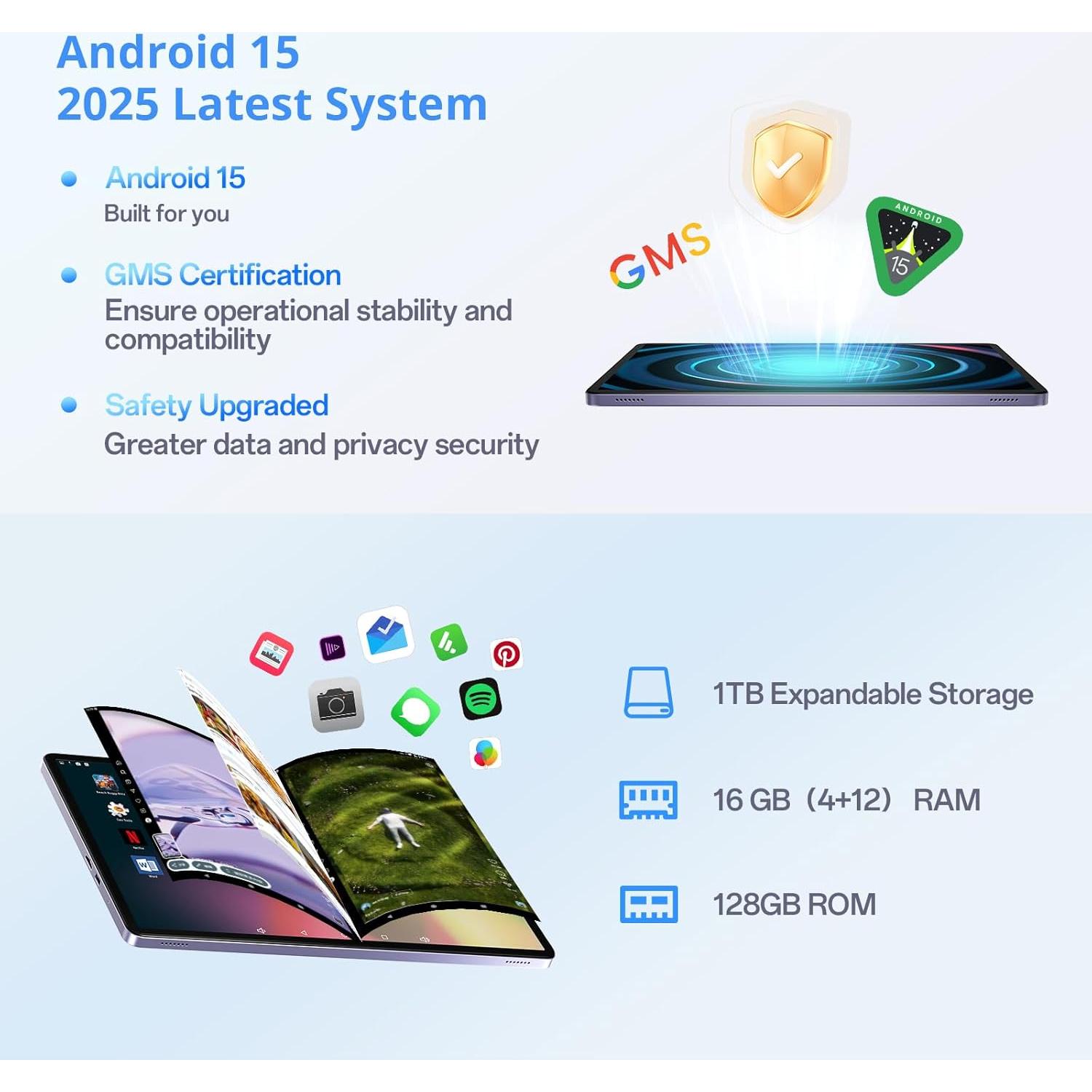 Tableta Android 15 Genérico 11" 16GB RAM 128GB Doble Cámara