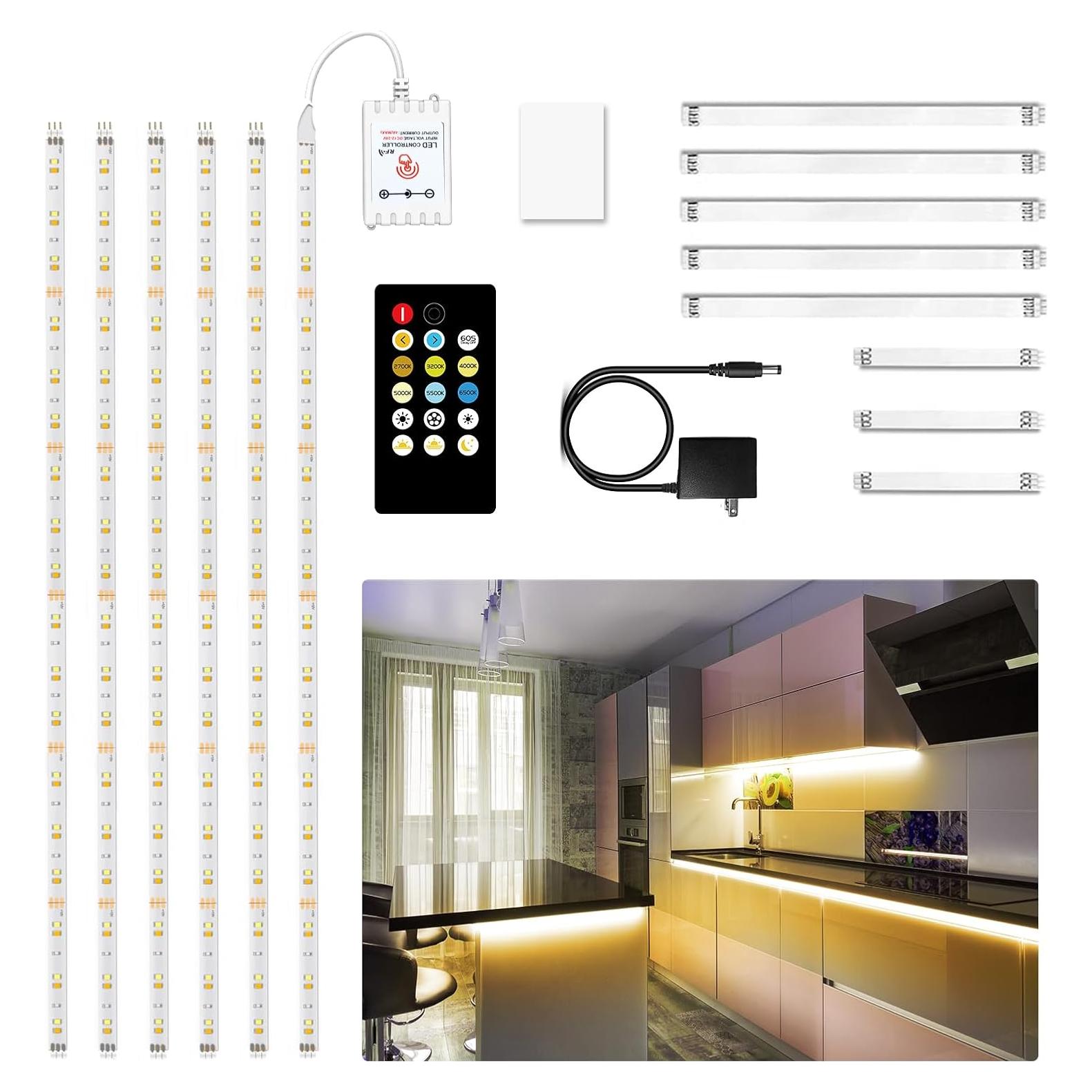 Luces LED Bajo Gabinete DAYBETTER 6 PCS Regulables 2700K-6500K