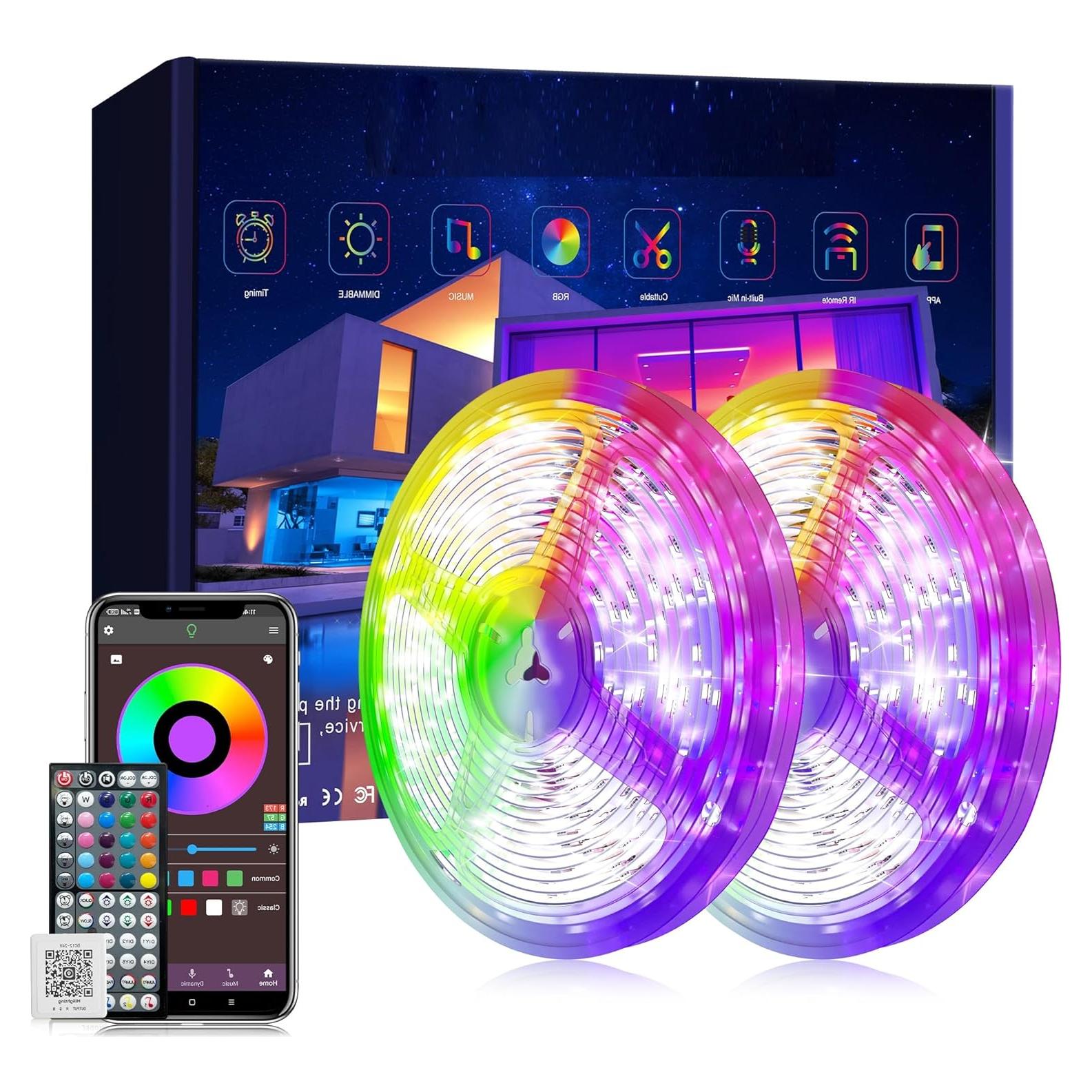 Tiras de luces LED RGB 200 pies Ledagic con control remoto