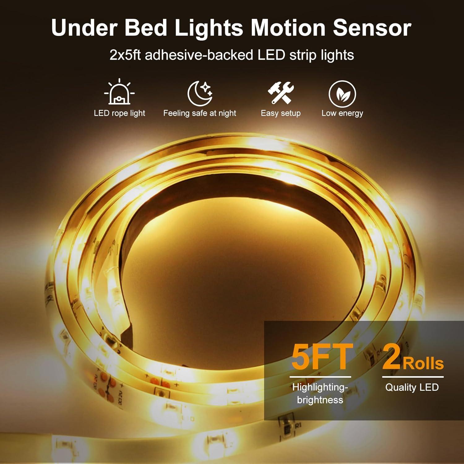 Luz de Cama LED Vansky con Sensor de Movimiento 5FT Duales
