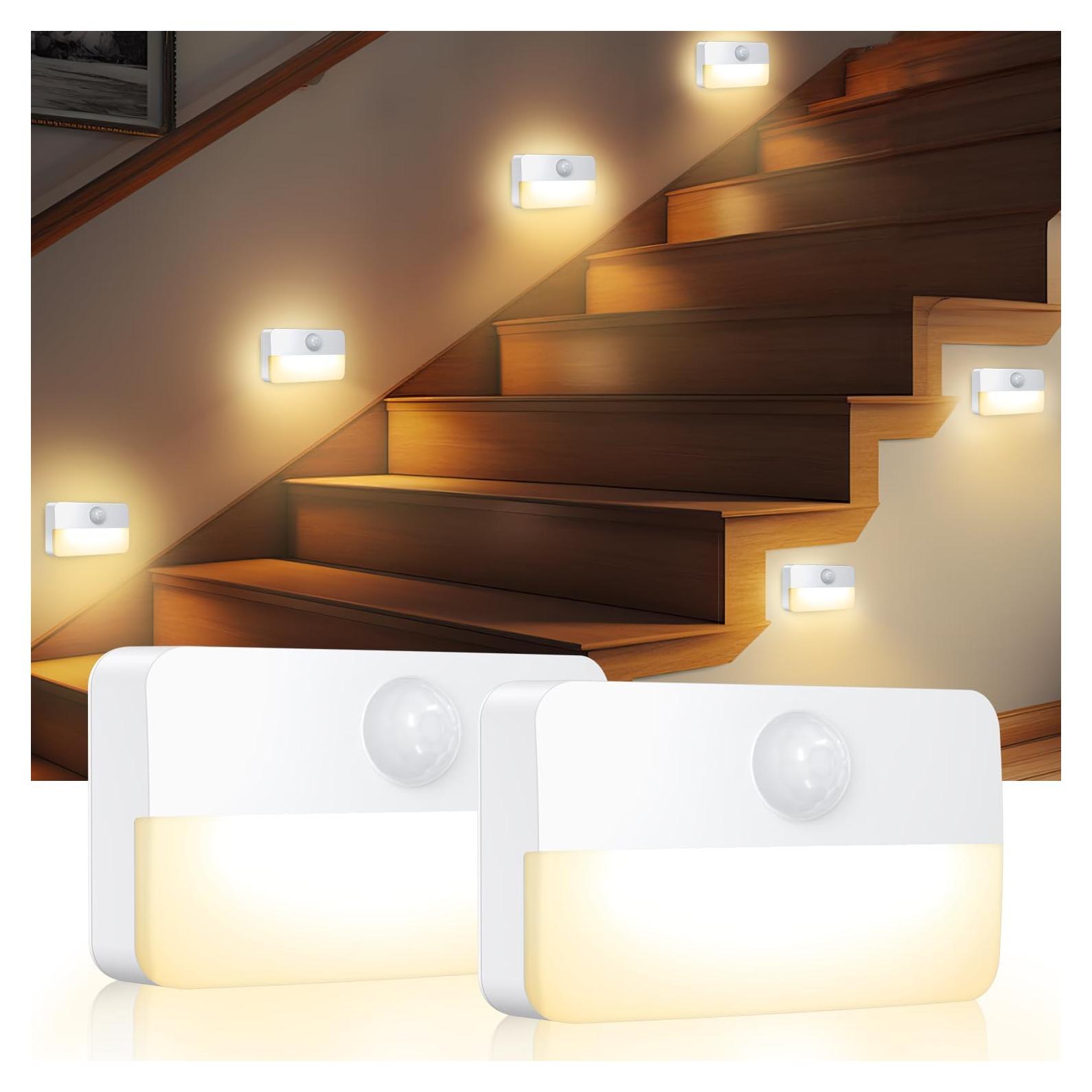 Luz de Escalera LED AMIR con Sensor de Movimiento 2 Pcs 40 Lúmenes