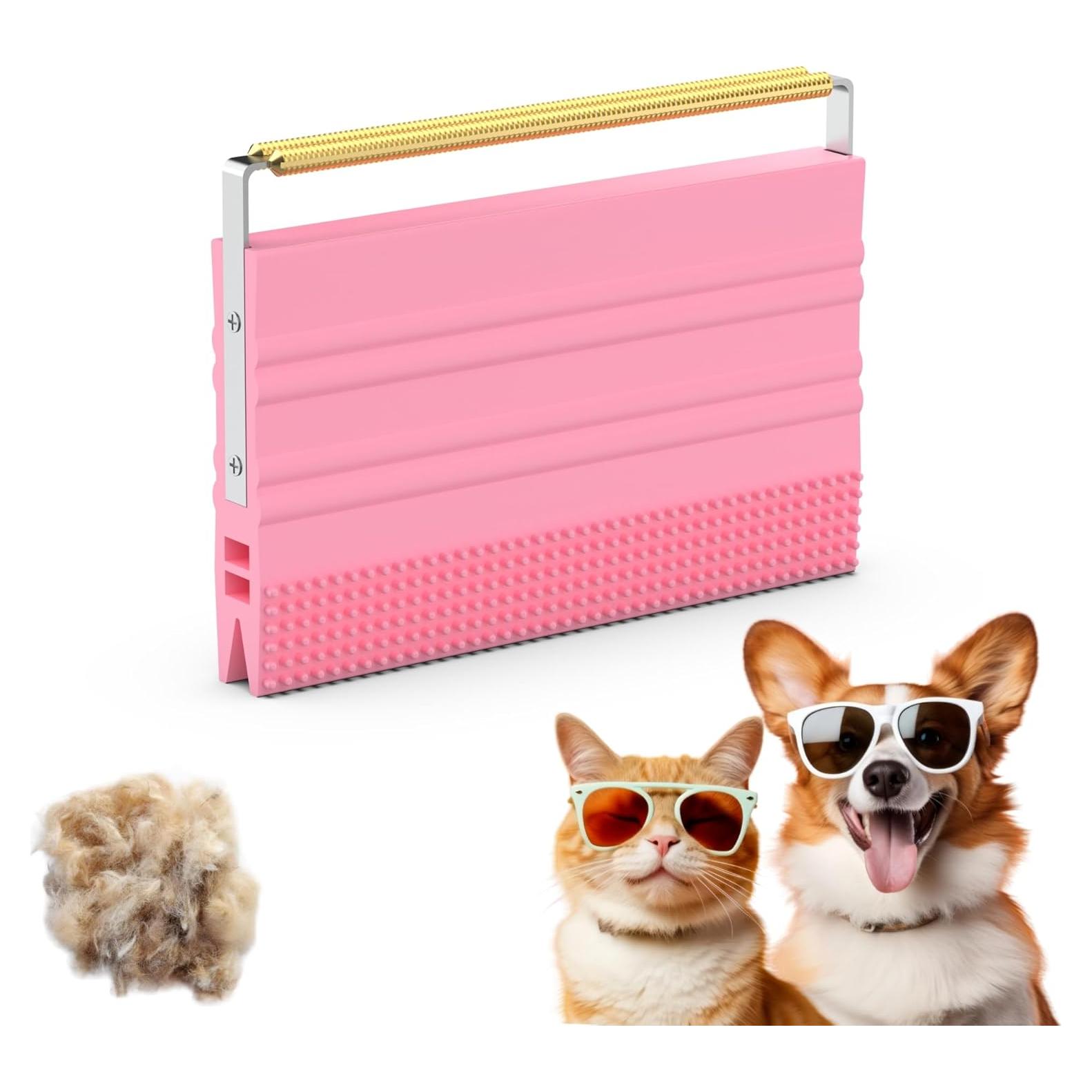 Removedor de Pelo de Mascota SAMFAT Rosa 2-en-1 Reutilizable