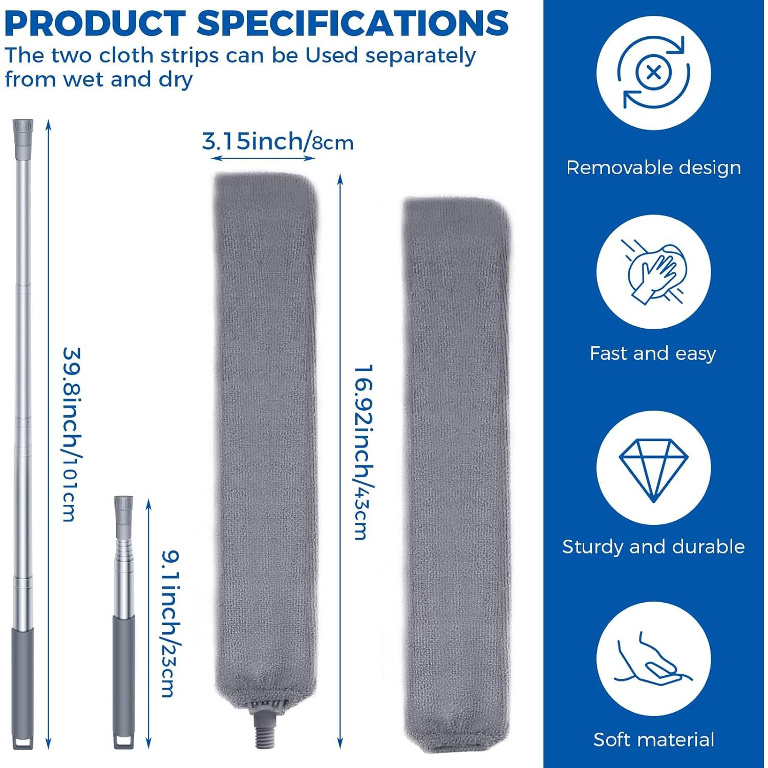 Plumero de Espacio Retráctil AURUZA con 2 Paños de Microfibra