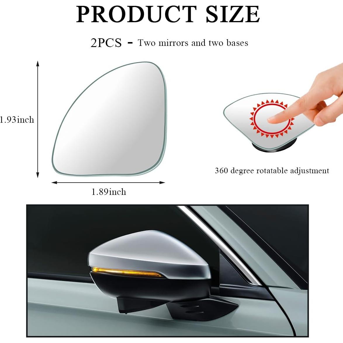 Espejos de Punto Ciego KVAEY 2 PCS Ajustables 360° HD